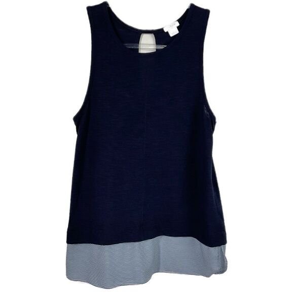 J. Crew Factory Dark Blue Striped Sleeveless Top Small - Picture 1 of 7